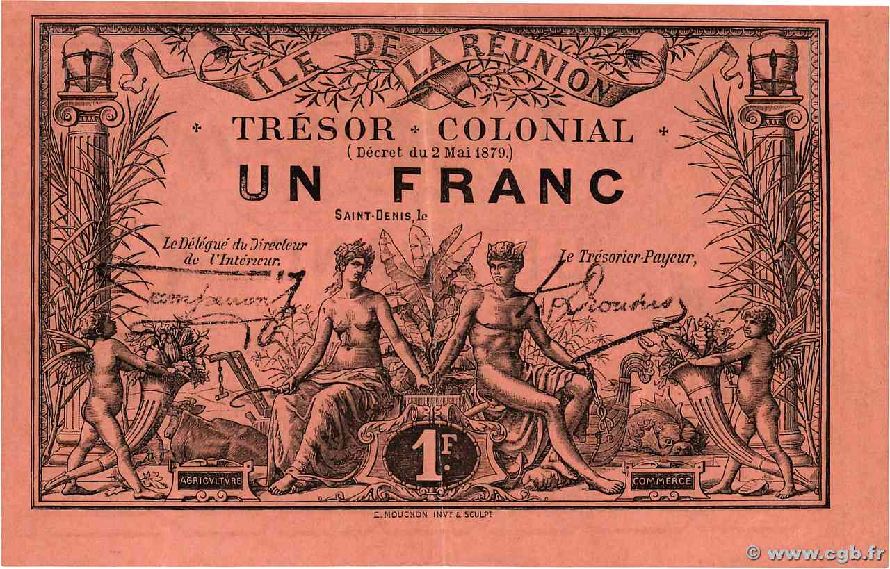 1 Franc ISOLA RIUNIONE  1879 P.09 SPL