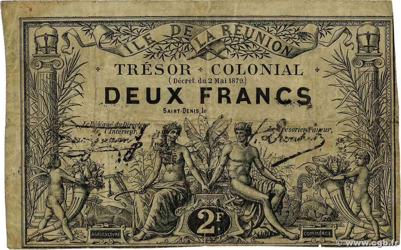 2 Francs REUNION  1879 P.10 F
