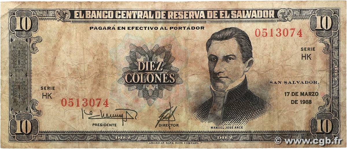 10 Colones EL SALVADOR  1988 P.135b G