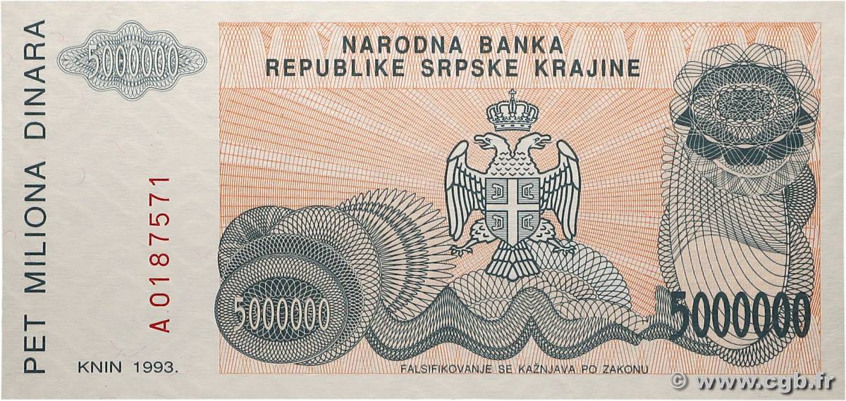 5000000 Dinara CROATIE  1993 P.R24a NEUF