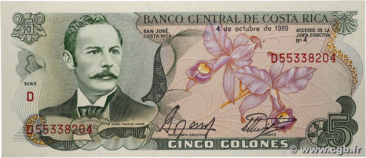 5 Colones COSTA RICA  1989 P.236d NEUF