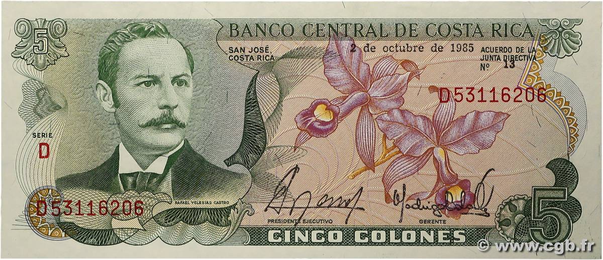5 Colones COSTA RICA  1985 P.236d NEUF