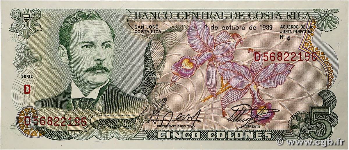5 Colones COSTA RICA  1989 P.236d pr.NEUF