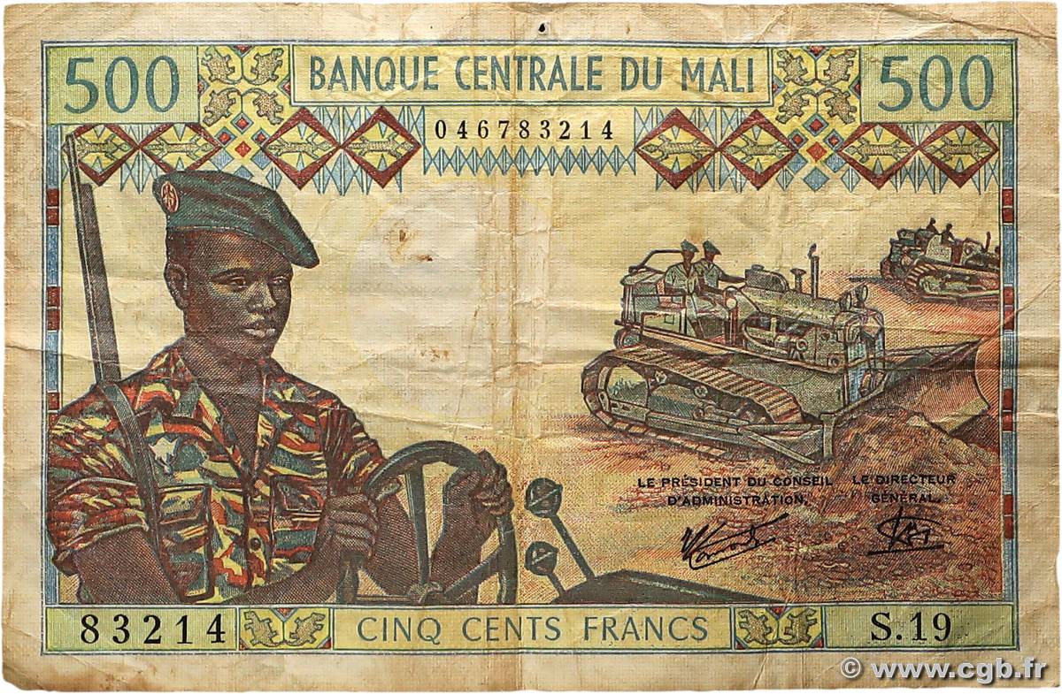 500 Francs MALI  1973 P.12e TB