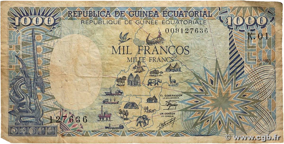 1000 Francs type 1985 GUINÉE ÉQUATORIALE  1985 A.260a pr.TB