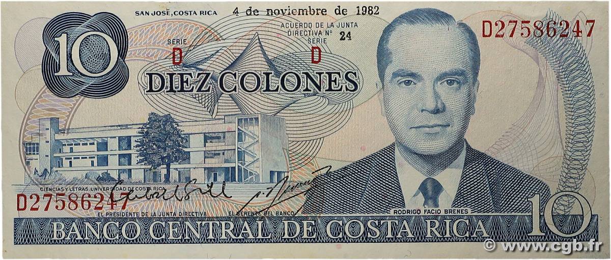 10 Colones COSTA RICA  1982 P.237b SUP