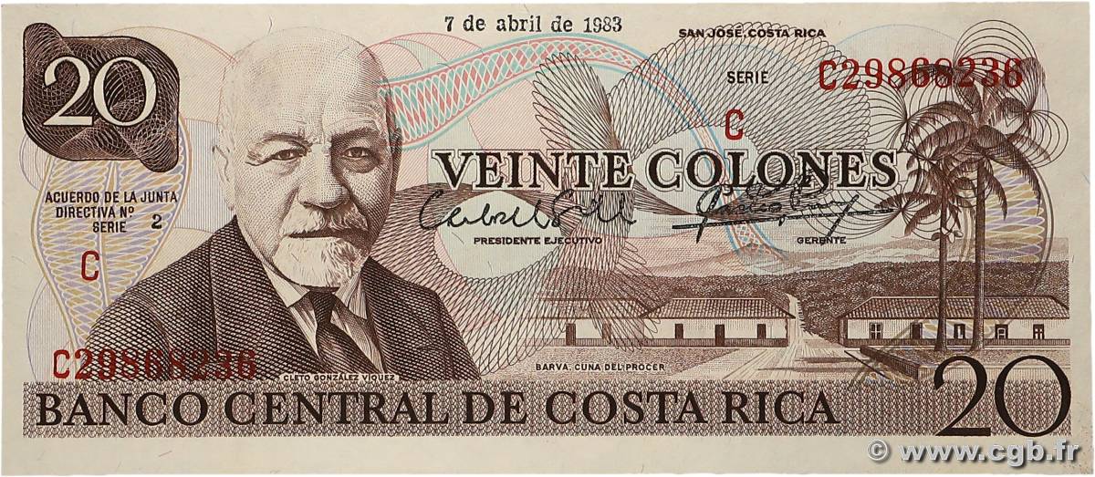 20 Colones COSTA RICA  1983 P.238c SC+