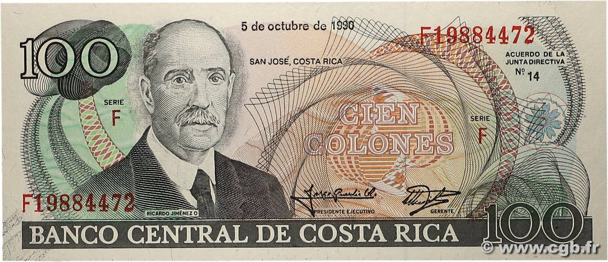 100 Colones COSTA RICA  1990 P.254a SUP+