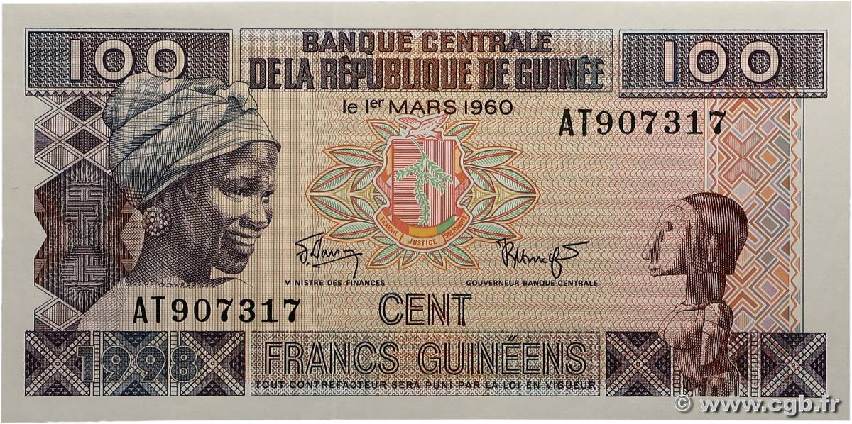 100 Francs Guinéens GUINEA  1998 P.35a UNC