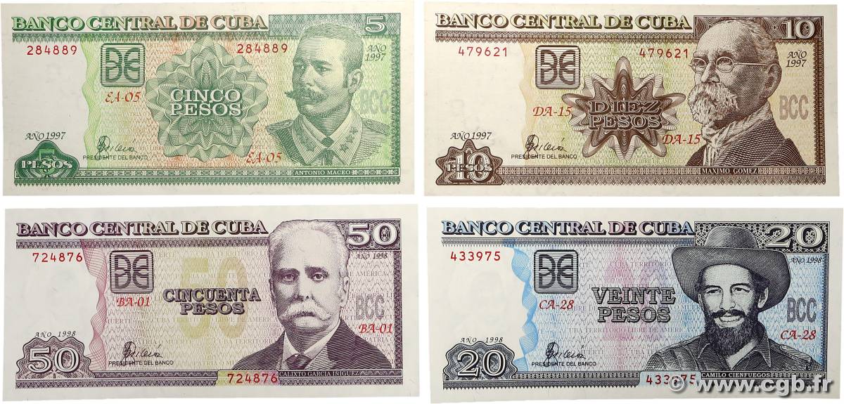 5 au 50 Pesos Lot CUBA  1998 P.116 au P.118 SC
