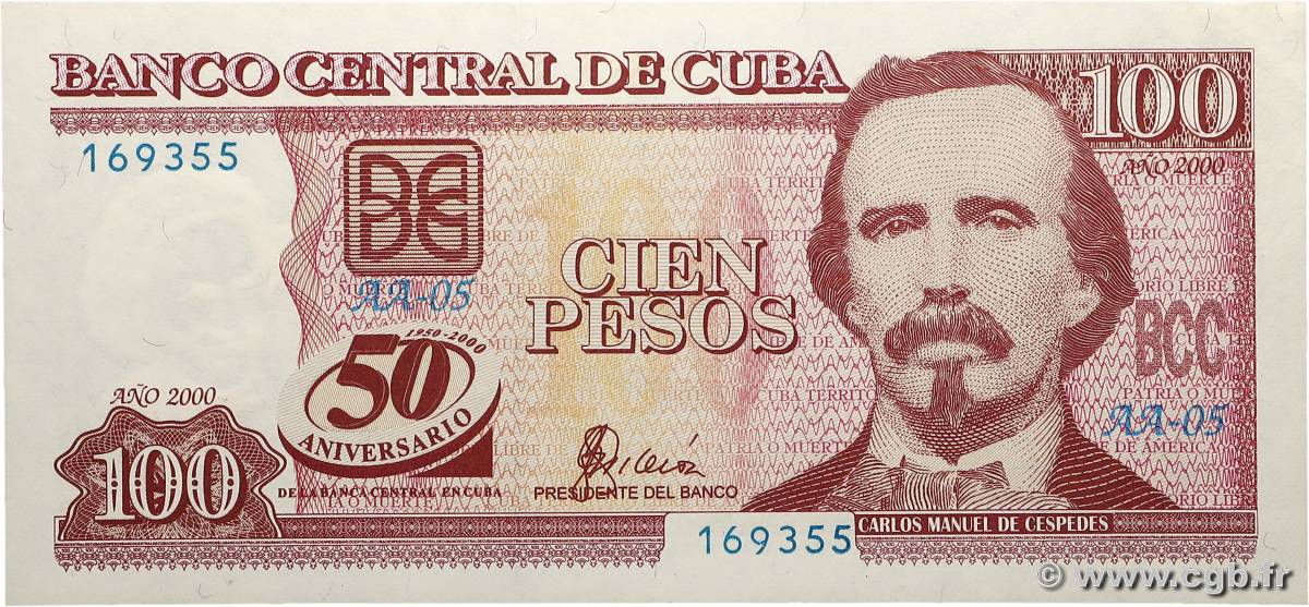 100 Pesos Commémoratif CUBA  2000 P.120 SC+