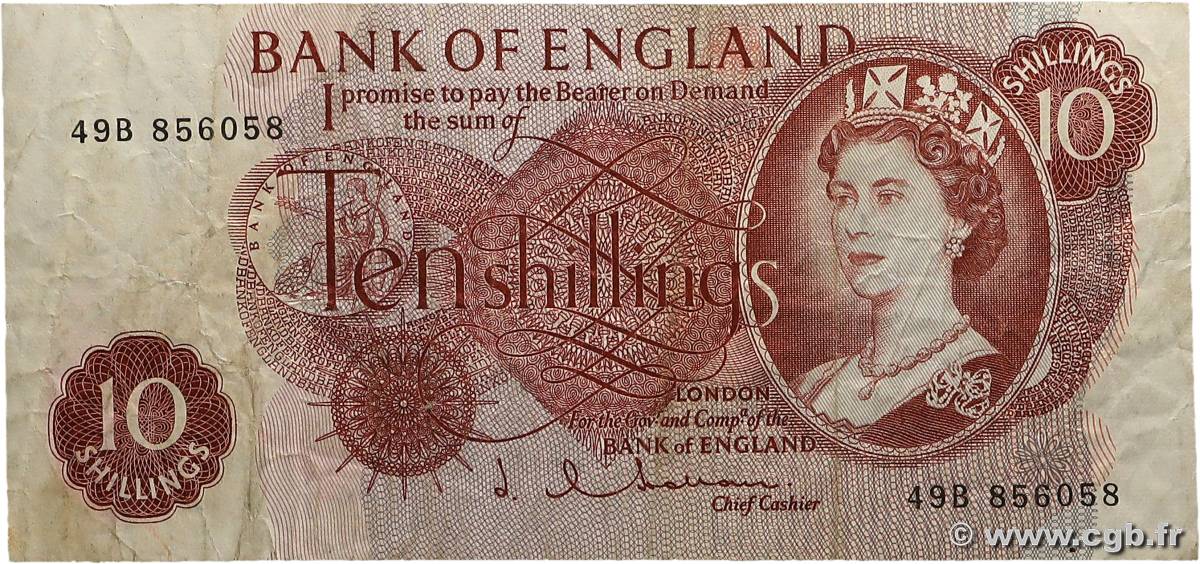 10 Shillings ANGLETERRE  1962 P.373b TB