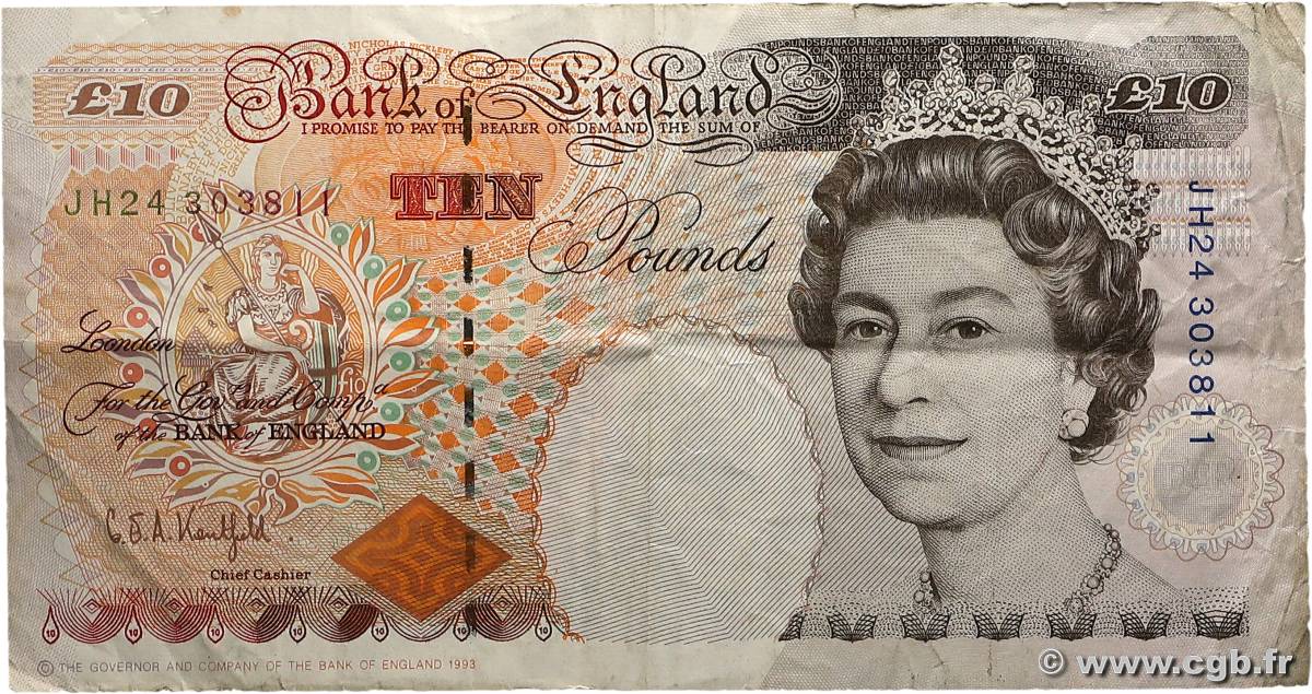 10 Pounds ENGLAND  1993 P.386a S