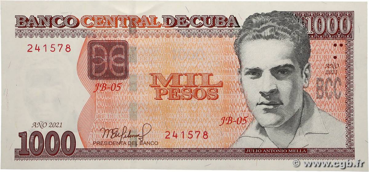 1000 Pesos CUBA  2021 P.132b UNC-