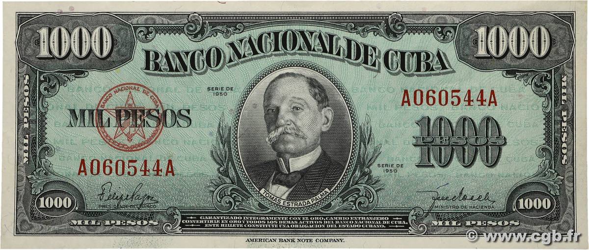 1000 Pesos CUBA  1950 P.084 EBC+