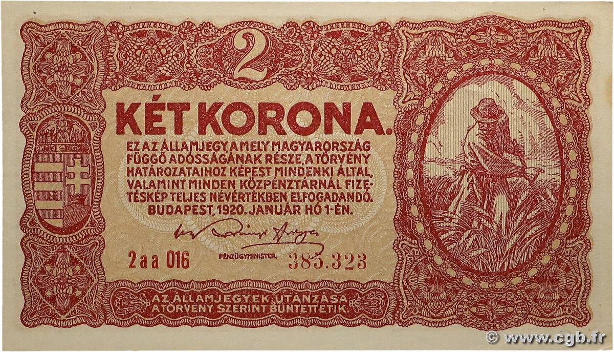 2 Korona HONGRIE  1920 P.058 pr.NEUF