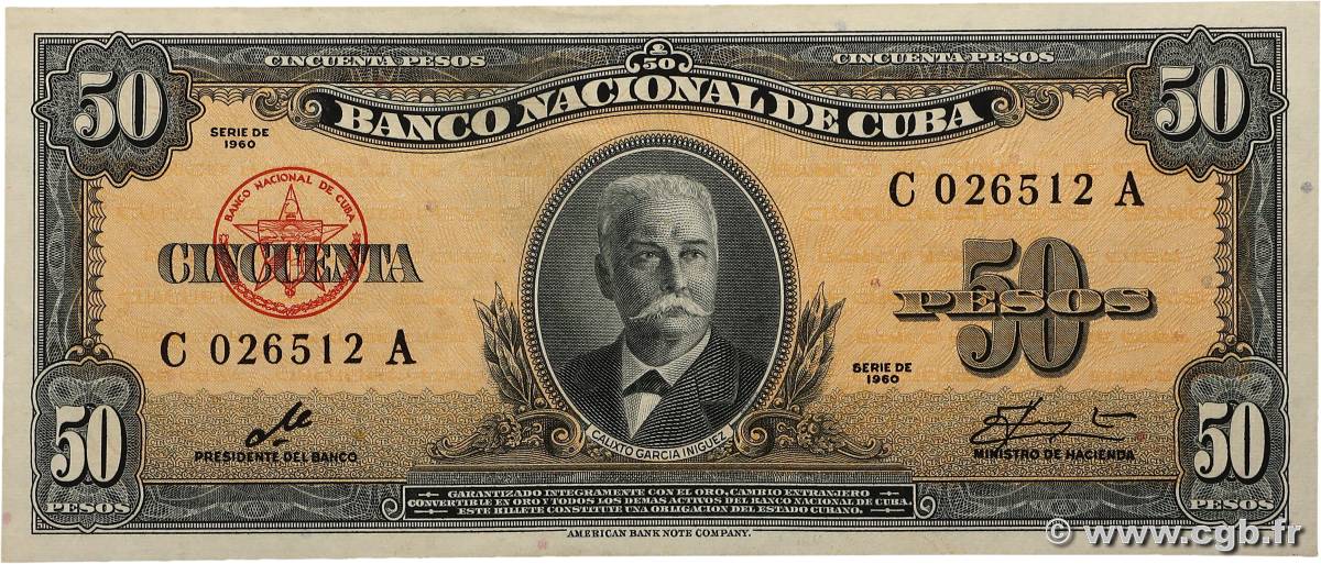 50 Pesos CUBA  1960 P.081c MBC+