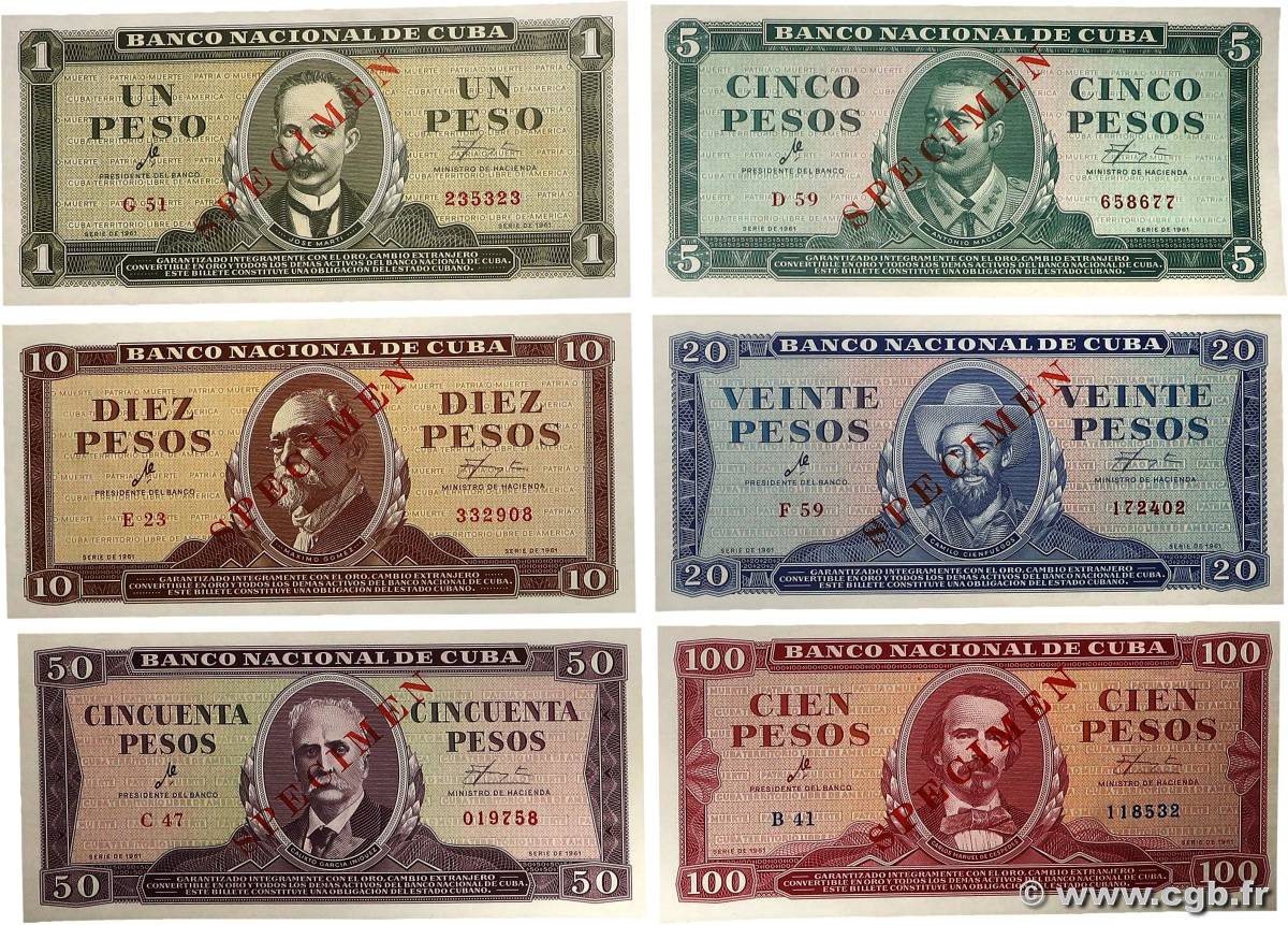 1 Peso Lot CUBA  1961 P.CS01 SC+