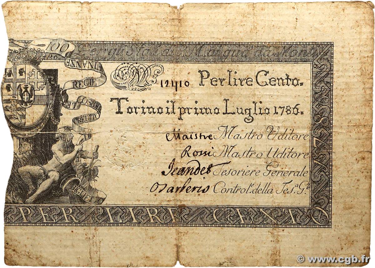 100 Lire ITALIA Turin 1786 PS.122a BC