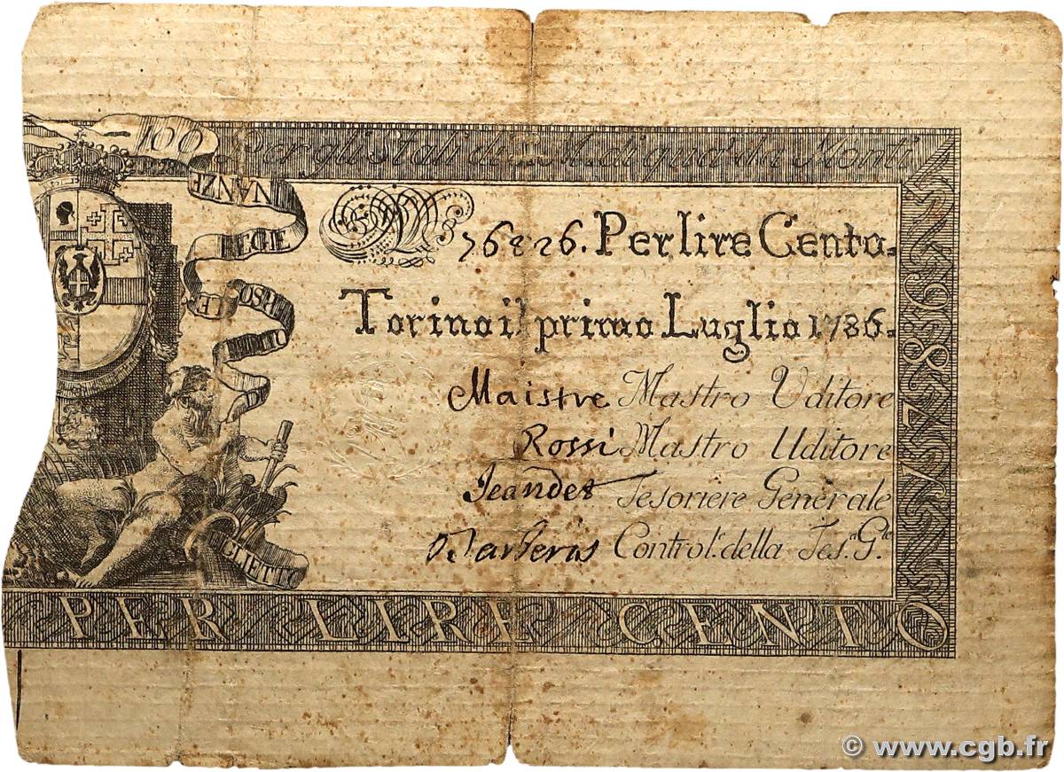 100 Lire ITALY Turin 1786 PS.122a F