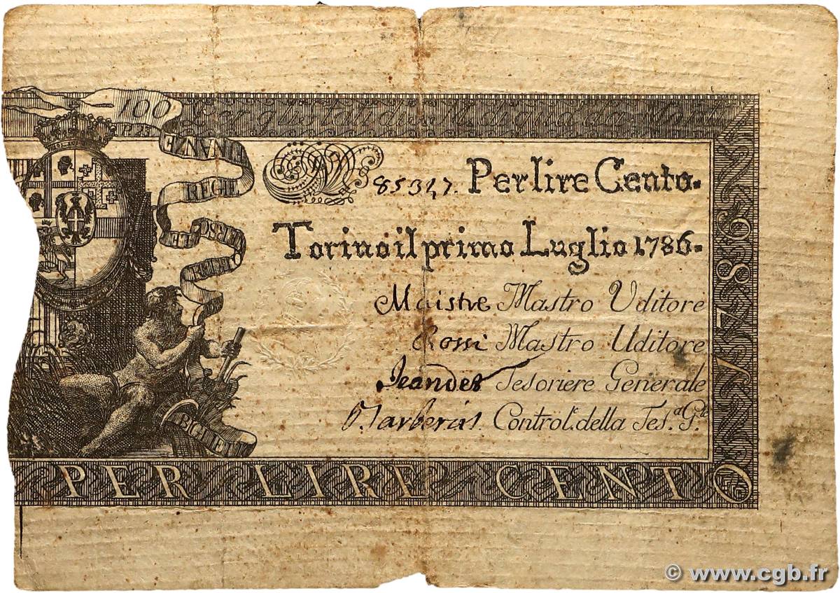 100 Lire ITALY Turin 1786 PS.122a F+