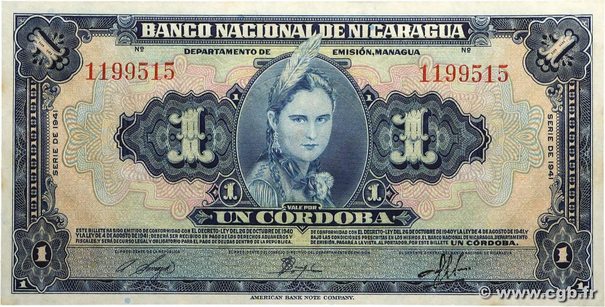 1 Cordoba NICARAGUA  1941 P.090a NEUF