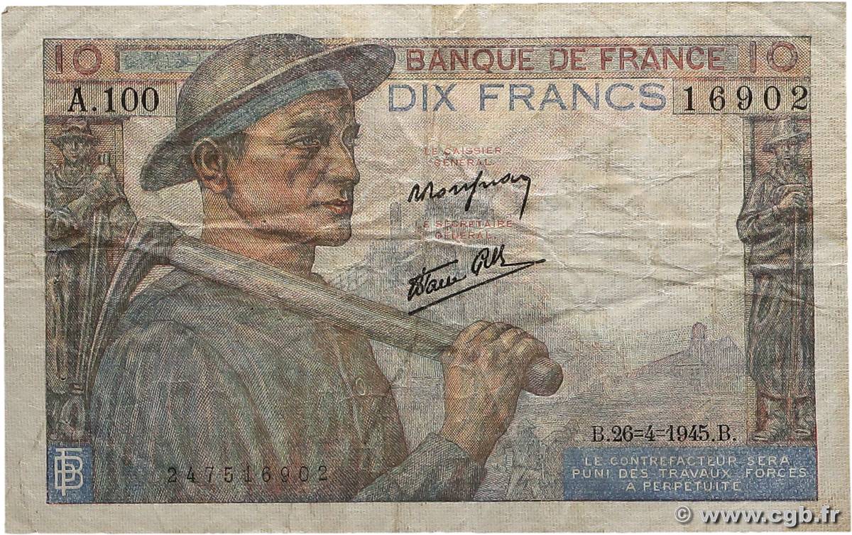10 Francs MINEUR FRANCE  1945 F.08.14 F