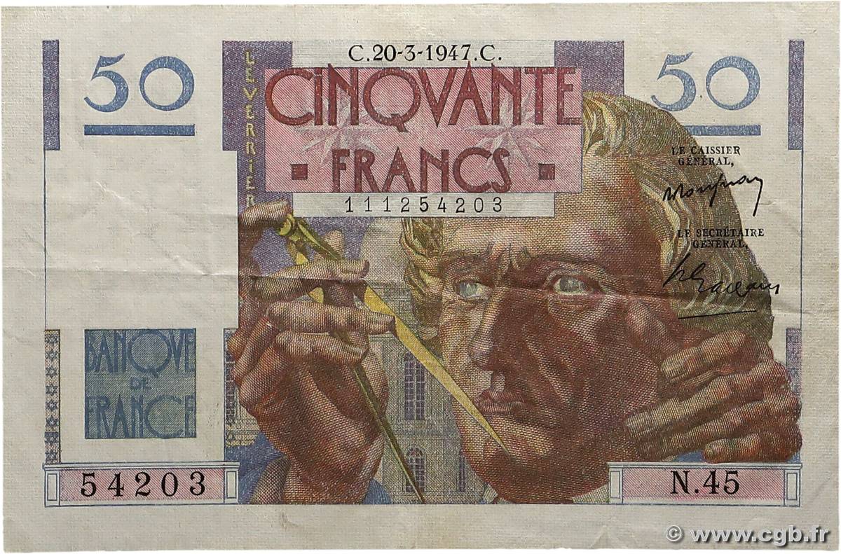 50 Francs LE VERRIER FRANCE  1947 F.20.07 TTB+
