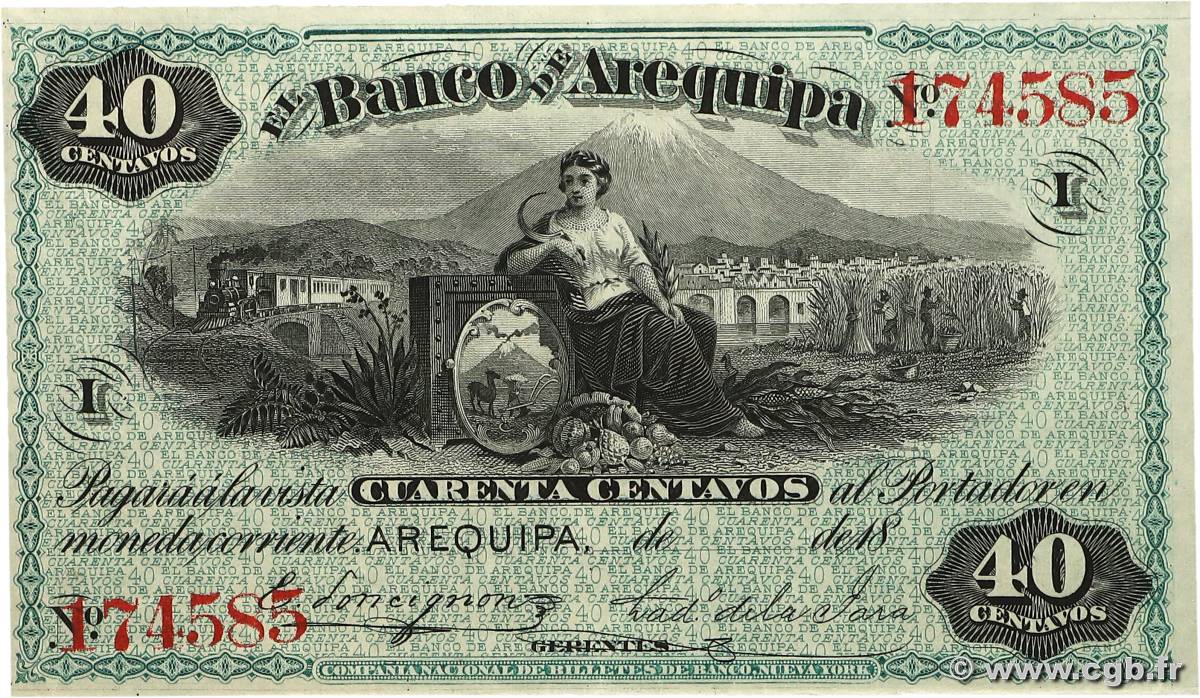 40 Centavos PERú  1870 PS.116 SC+