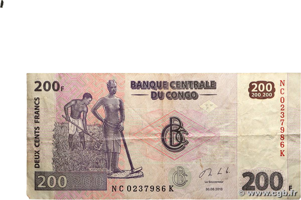 200 Francs DEMOKRATISCHE REPUBLIK KONGO  2013 P.099B S