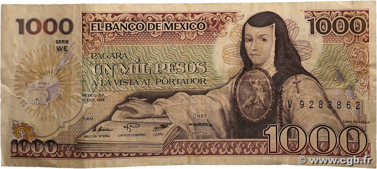 1000 Pesos MEXIQUE  1984 P.081 TB