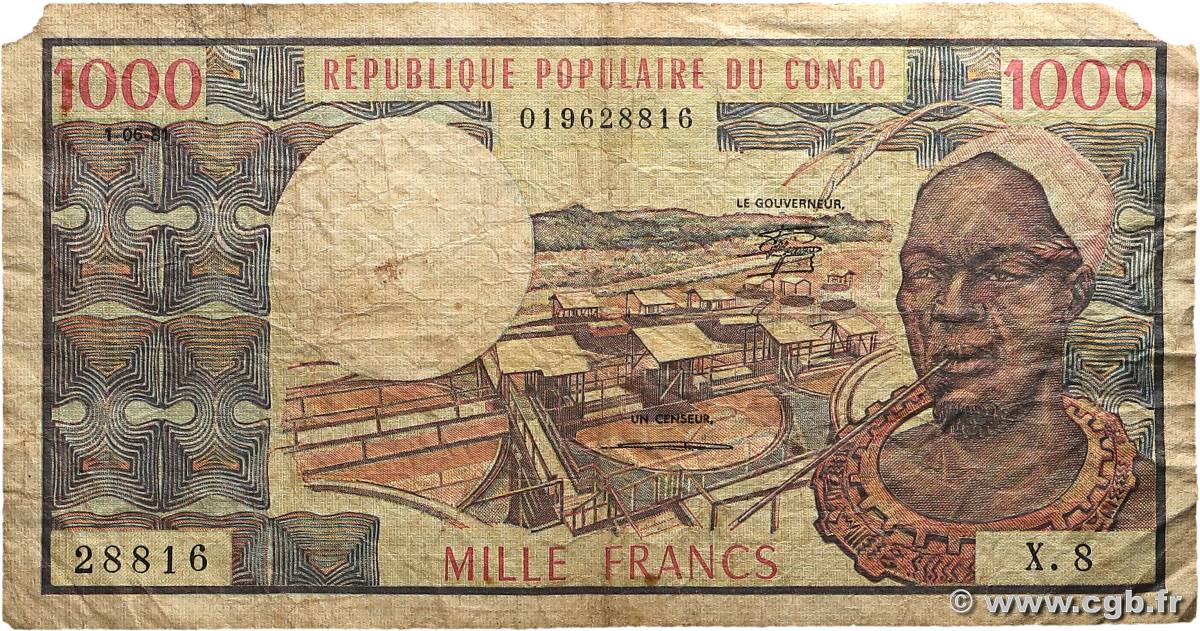 1000 Francs CONGO  1981 A.213e B