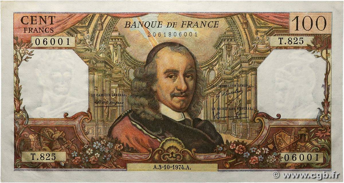100 Francs CORNEILLE FRANCE  1974 F.65.47 pr.NEUF