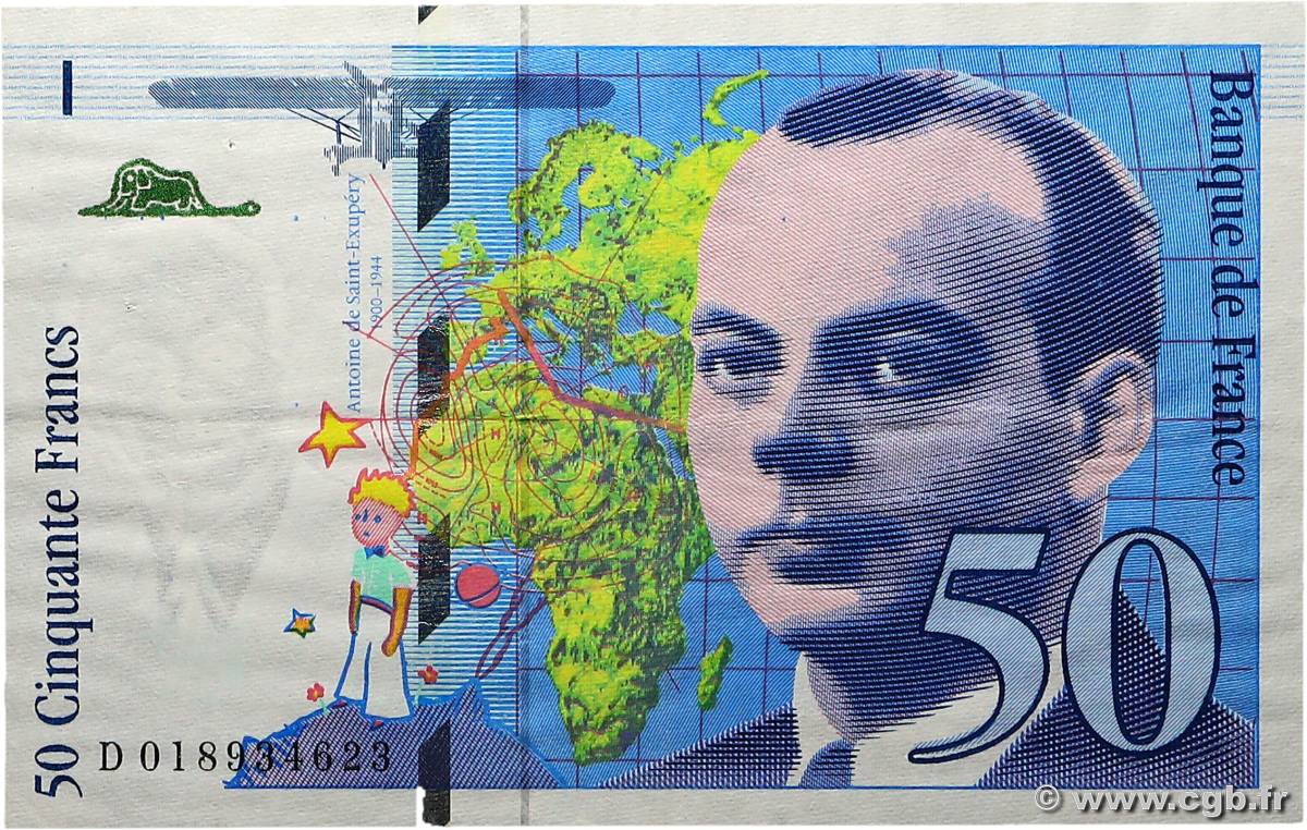 50 Francs SAINT-EXUPÉRY modifié FRANCE  1994 F.73.01c XF-