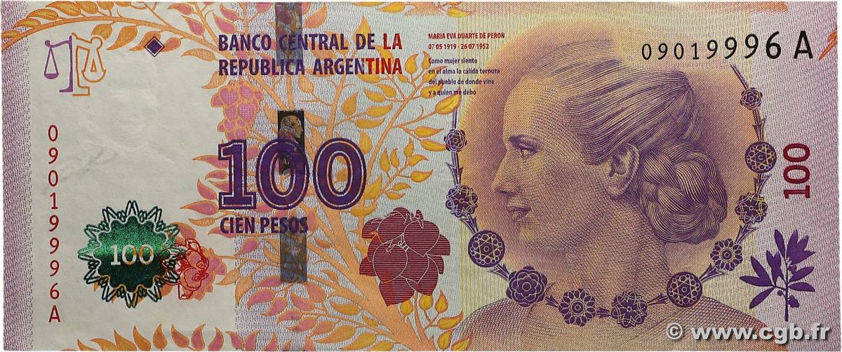 100 Pesos ARGENTINE  2012 P.358a TTB+