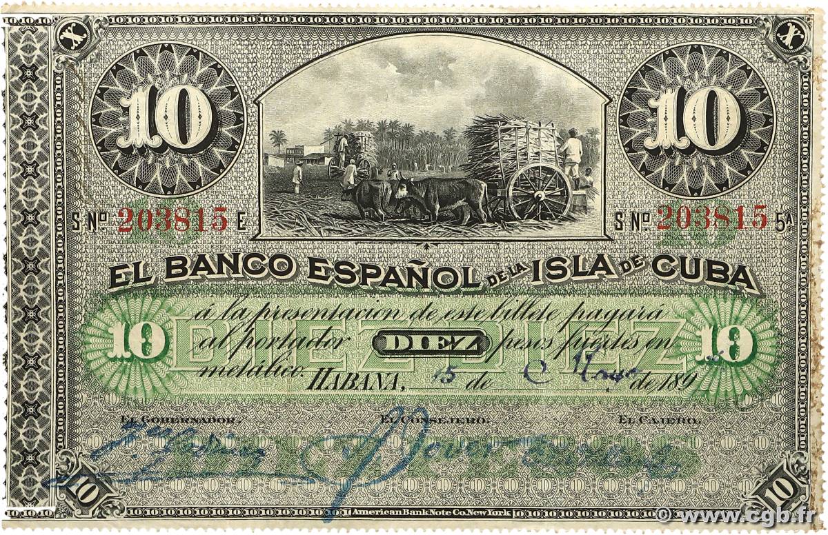 10 Pesos CUBA  1896 P.049a MBC