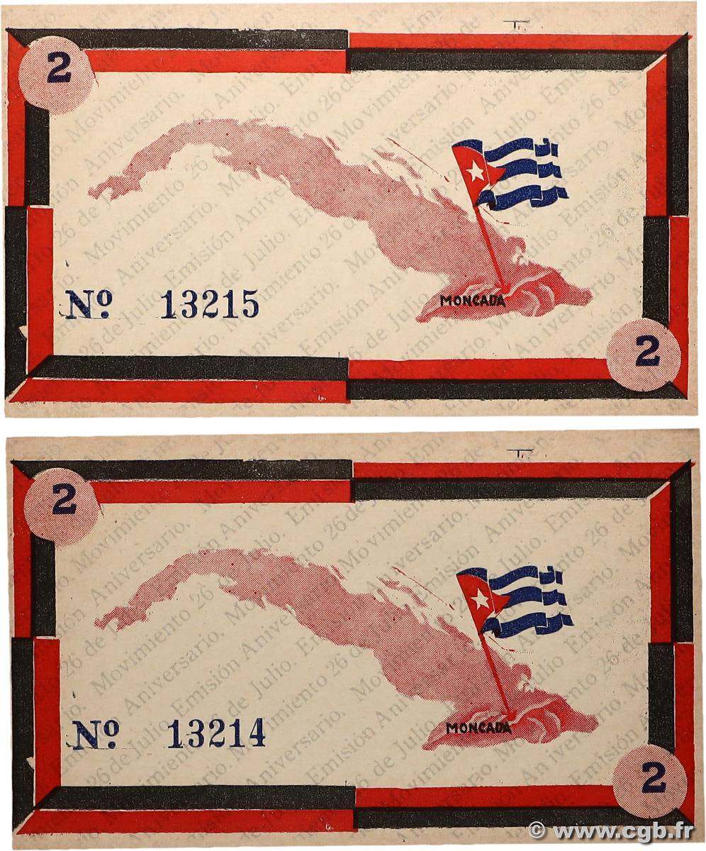 2 Pesos Lot CUBA  1958  SC