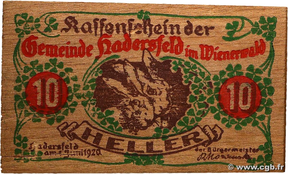 50 Heller AUTRICHE Hadersfeld 1920  SPL