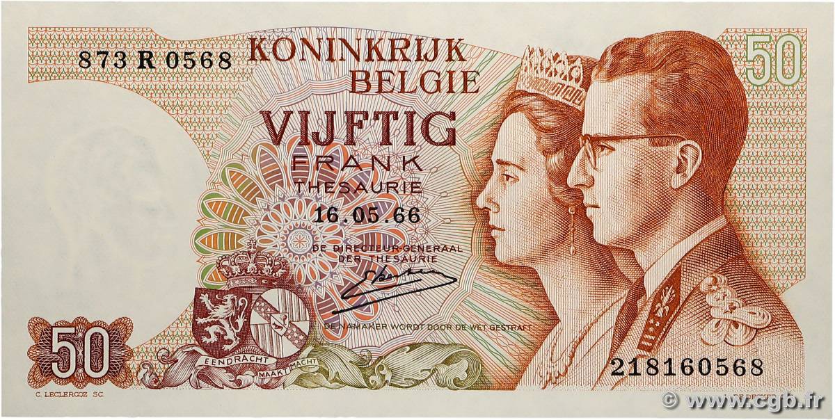 50 Francs BELGIQUE  1966 P.139 NEUF