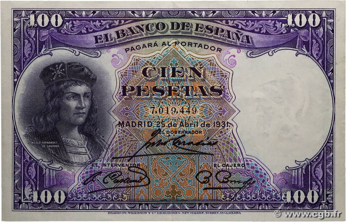 100 Pesetas ESPAGNE  1931 P.083 pr.SPL