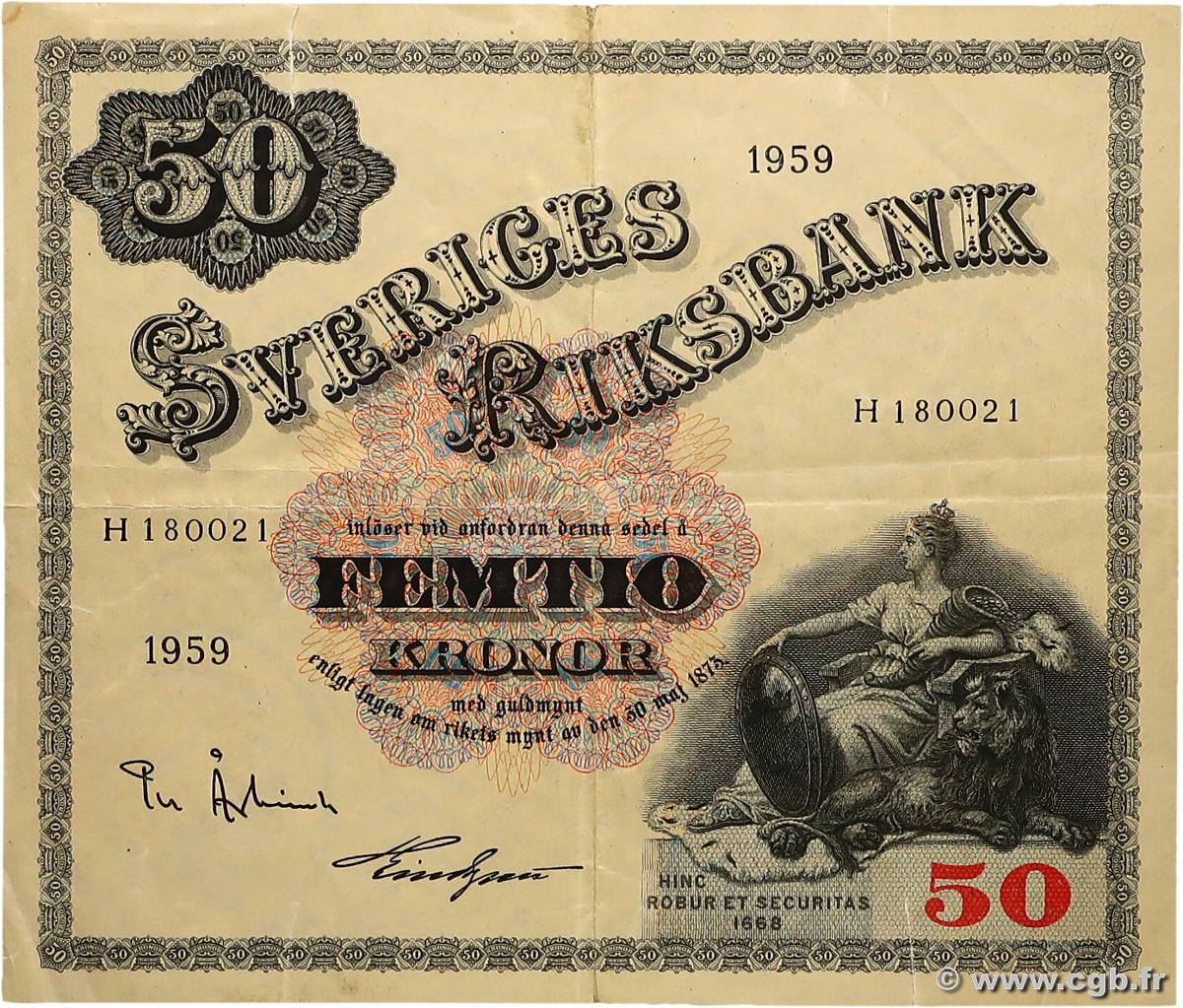 50 Kronor SUÈDE  1959 P.47a TB