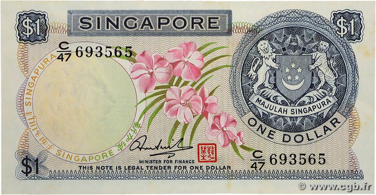 1 Dollar SINGAPOUR  1972 P.01d pr.NEUF