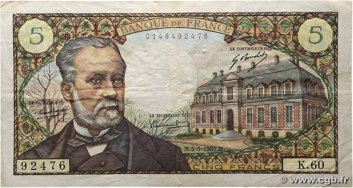 5 Francs PASTEUR FRANCE  1967 F.61.05 F