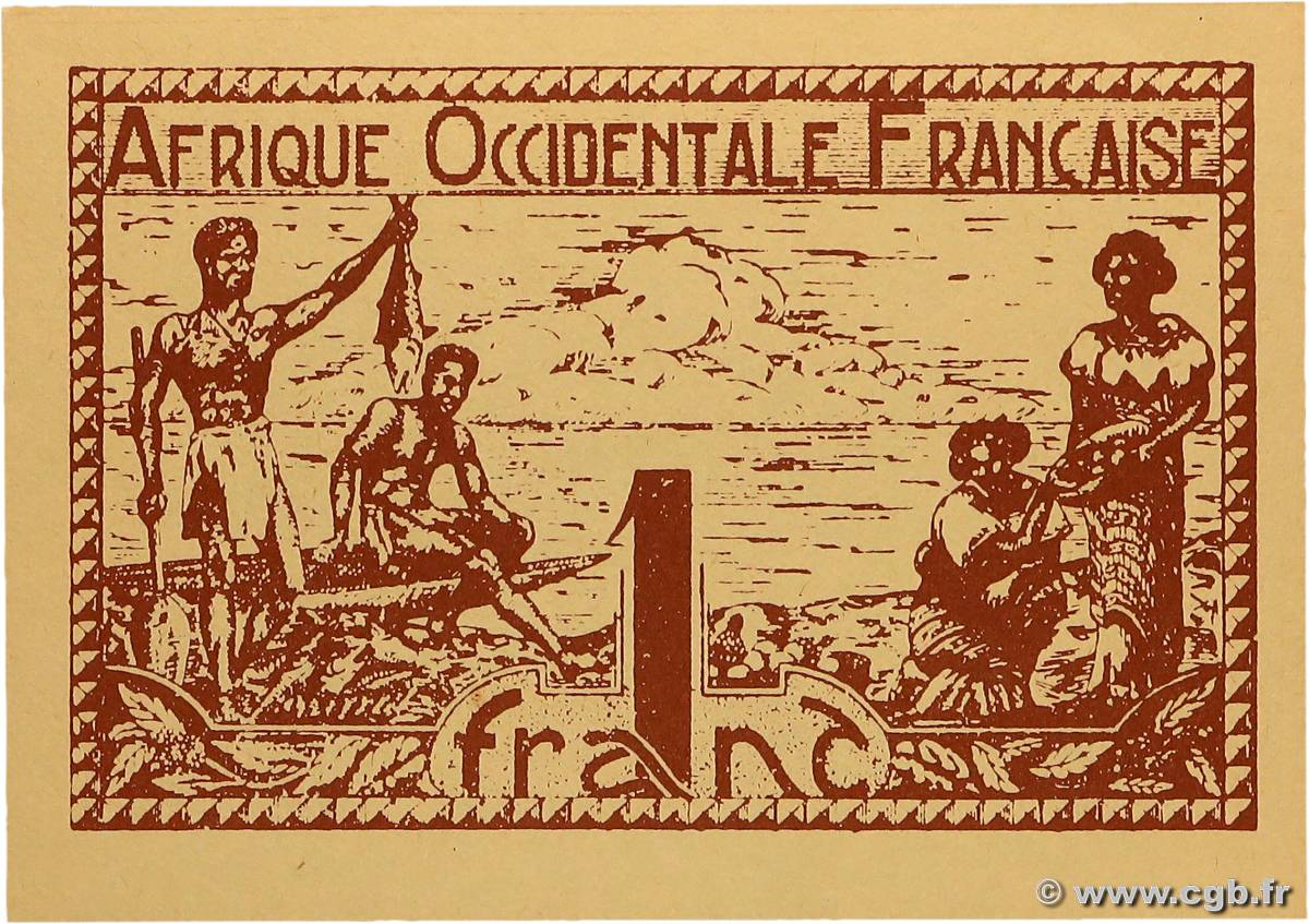 1 Franc AFRIQUE OCCIDENTALE FRANÇAISE (1895-1958)  1944 P.34b NEUF
