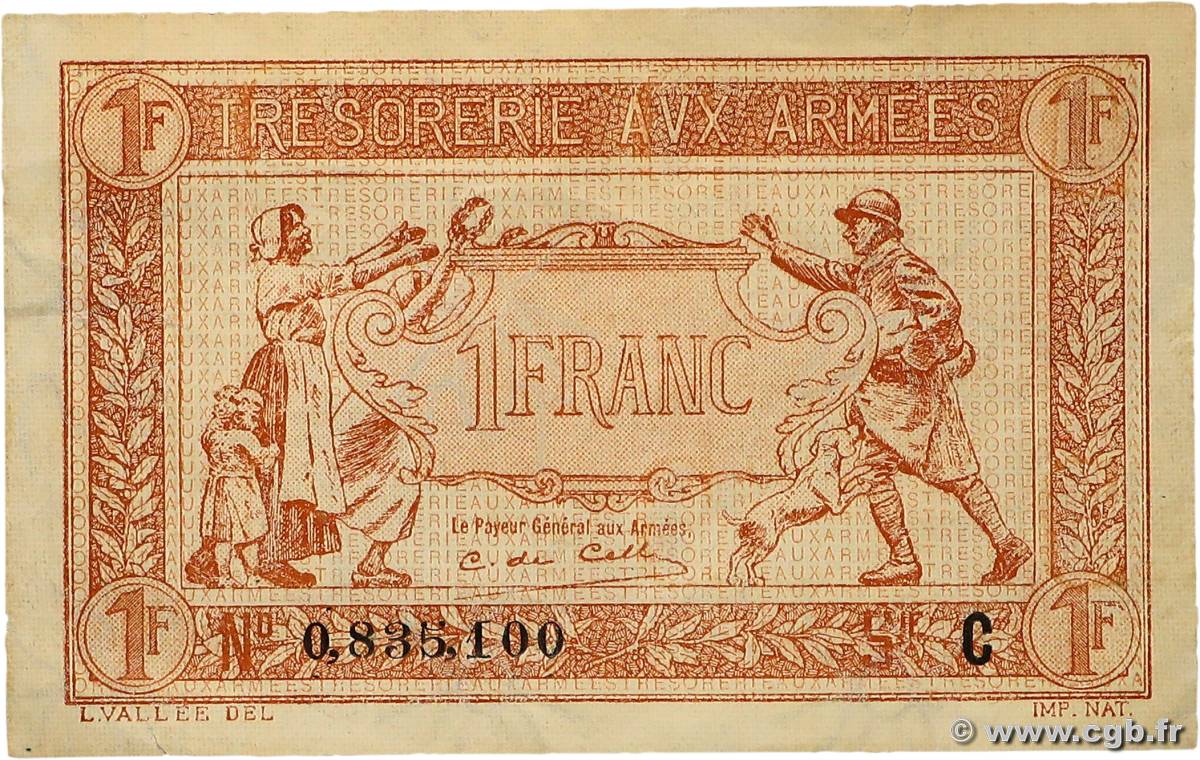 1 Franc TRÉSORERIE AUX ARMÉES 1917 FRANCE  1917 VF.03.07 pr.SUP