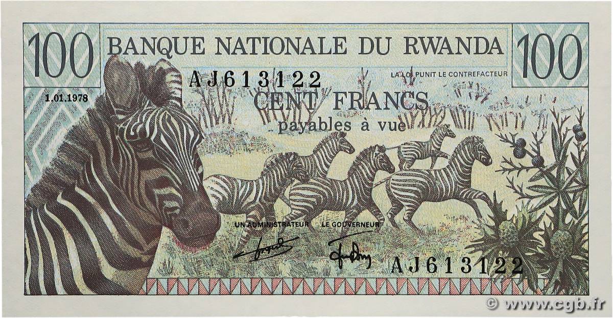 100 Francs RWANDA  1978 P.12 UNC