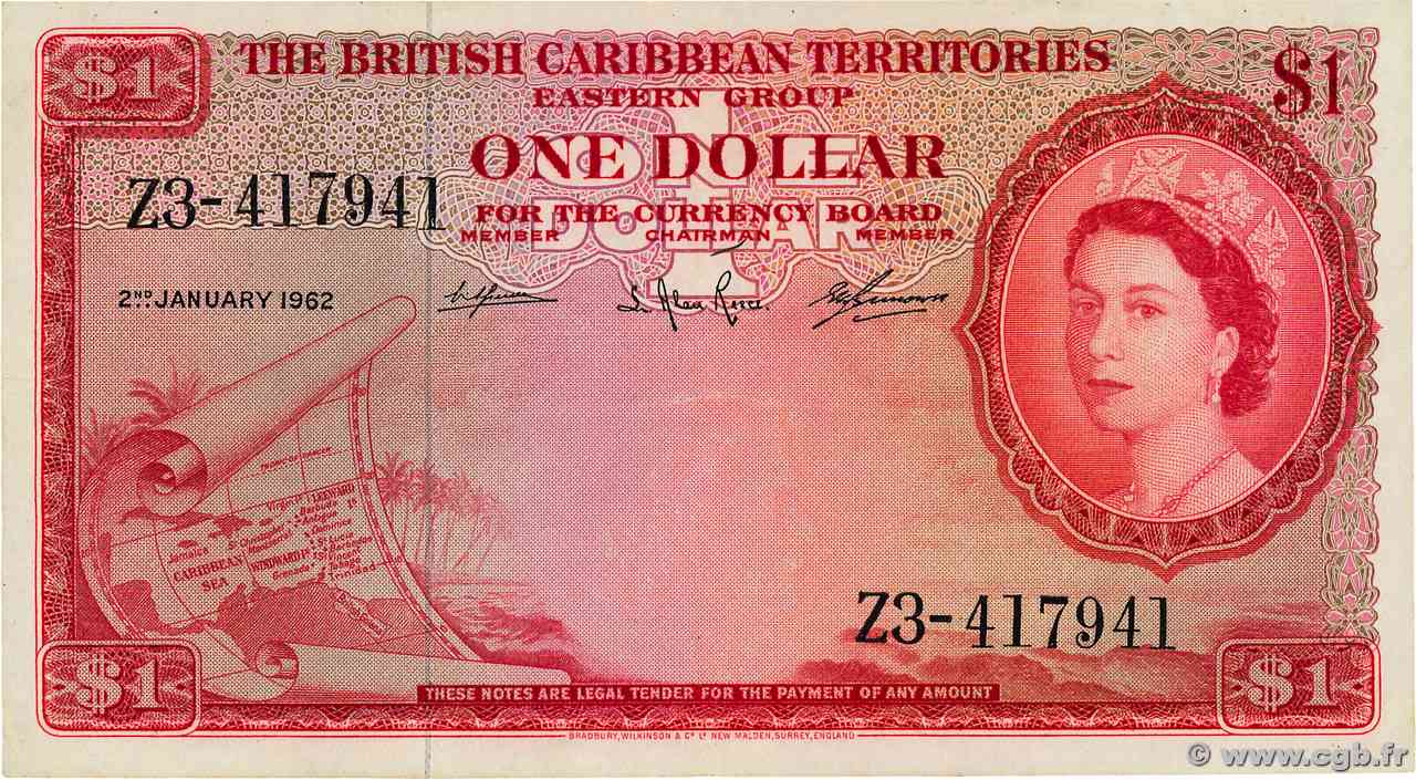 1 Dollar CARAÏBES  1962 P.07c pr.SUP