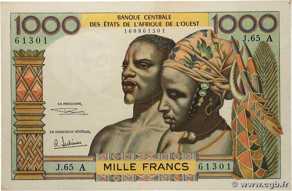 1000 Francs ÉTATS DE L AFRIQUE DE L OUEST  1969 P.103Af pr.SUP
