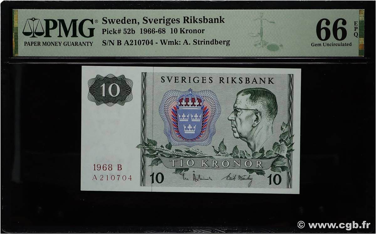 10 Kronor SUÈDE  1968 P.52b NEUF
