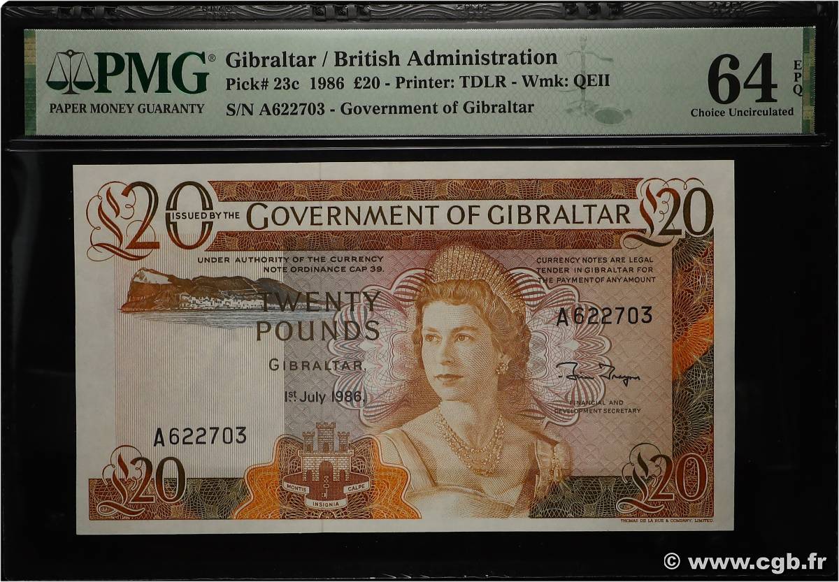 20 Pounds GIBILTERRA  1986 P.23c q.FDC